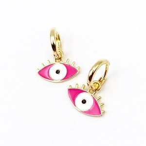 Enamel Evil Eye Huggie Hoop Earrings